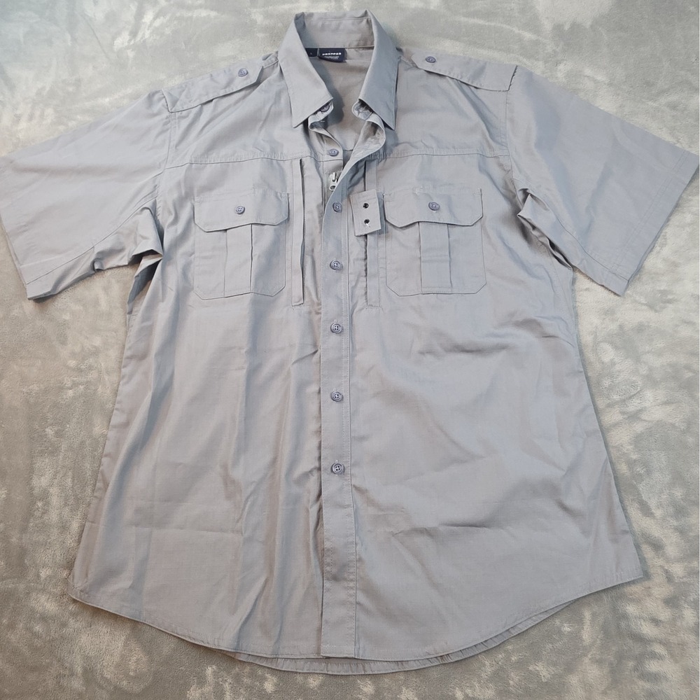 Proper Tactical Shirt Grey Men's US Size L NWT Ripstop Full-Zip Button